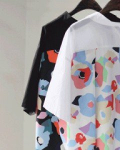 42784/반팔 플라워나염배색 카라셔츠