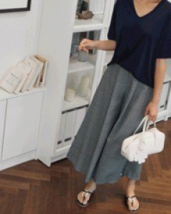 47559/스판혼방 실키V넥 반팔티셔츠