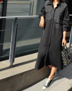 47713/투포켓 하프배색 원피스