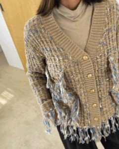 [30%세일]47962/수술포인트 트위드 니트가디건