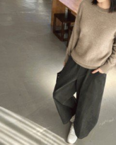 48232/[라쿤30%,슈퍼파인울30%]골지짜임 라운드넥 니트