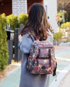 여성 꽃프린팅 캐주얼 지퍼백팩 B10445