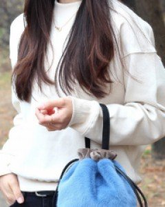 페이크퍼 미니 토트백 버킷 체인 크로스백 K22237