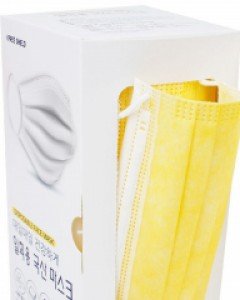 국산 머스터드 컬러 마스크 멜트블로운 MB필터 3중구조 일회용 대형 50매