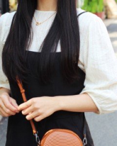 소가죽 여성 미니 라운드 투포켓 크로스백 S90005