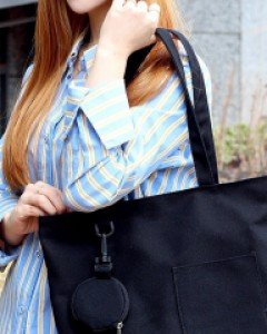 코튼 무지 블랙 화이트 지퍼 숄더백 K22245