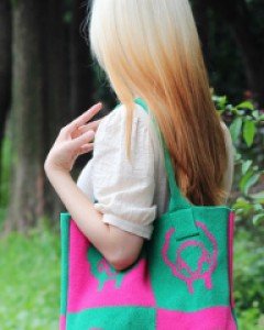 애니멀 패턴 무늬 투톤 니트 숄더백 K21004