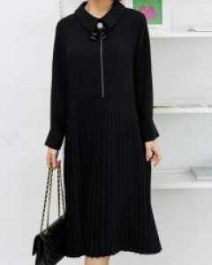 [THE BLACK] 리보느플리츠원피스 OPB4009