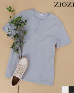 [지오지아] 히든 버튼 헨리넥 티셔츠 I (ABY2TR1131)