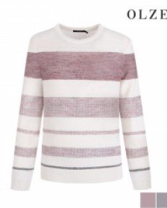 [Only 95size][OLZEN] 멜란지 스트라이프배색 라운드니트 (ZOY1ER1103)