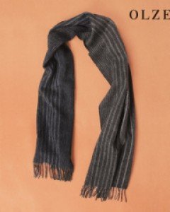 [올젠] 남성 하프배색 스트라이프 모직 머플러(ZAX5AM1401)