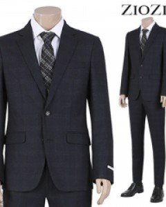 [지오지아] 싱글 체크 멜란지 네이비 정장세트 (ABX4SB1207_ABX4SP1207)