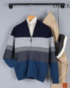 [올젠] [clearance sale]하이넥 블럭 집업 가디건 (ZOA4EC1313)