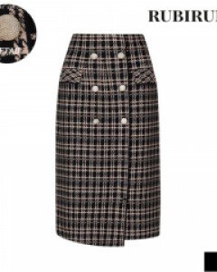 앞 뒤 언발 체크 패턴 롱 스커트(R24SK001)