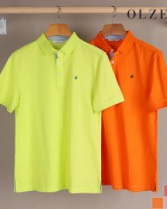 [이월][올젠] 히든 스트라이프 배색 카라 반팔 티셔츠 (ZOB2TT1301)