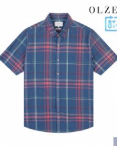 [올젠] 쿨코튼 타탄 체크 반팔 셔츠 (ZOB2WC1353)