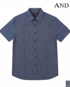 [ANDZ by ZIOZIA] 투톤 샴브레이 컬러 반팔 셔츠 (BLZ2WC1053)