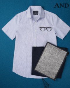 [ANDZ by ZIOZIA] 이모션 이지케어 스트라이프 반팔 셔츠 (BLA5WD1254)