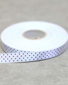 백색/곤색 작은하트-공단리본