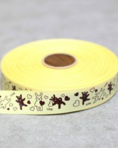 (초특가) 토끼-노랑 선물포장 리본 끈 25mm 50마