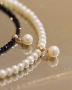 [E16N 77] 14k 담수진주 골드 초커 목걸이