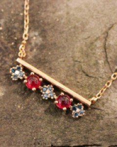 [E17N 28] 14k 루비 꽃송이 목걸이