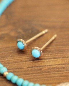 [E17E 59] 14k 터키석 캐보숑귀걸이