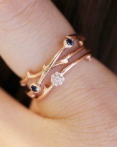 [E17R 47] 14k 핸드메이드 가지 스타일 반지