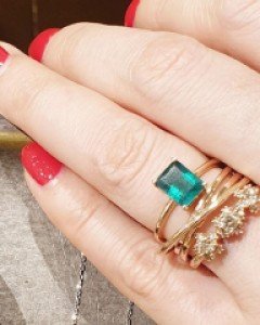 [E20SET 14R] 14k 그린쿼츠 사각 반지