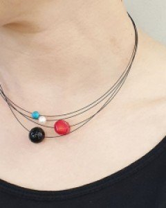 [E20N 13] 심플 와이어 원석 두줄 목걸이