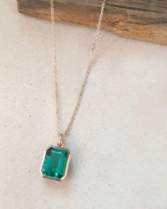 [E21N 08] 14k 그린 스퀘어 지르콘 목걸이