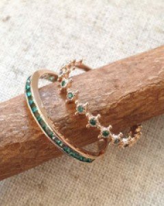 [E21R  09] 14k  그린 지르콘 레이어드 반지