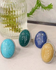 [E21SET 34] 핸드메이드 볼륨 원석 반지&팬던트 목걸이