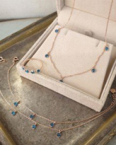 [E22SET 24] 블루 지르콘 참스타일 목걸이&팔찌&발찌&반지