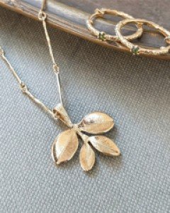 [E22SET 34] 14k 핸드메이드 체인 목걸이&나뭇잎 메달