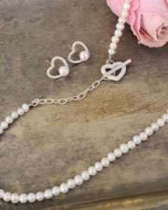 [E23SET 04] 하트 토글바 진주 목걸이&귀걸이