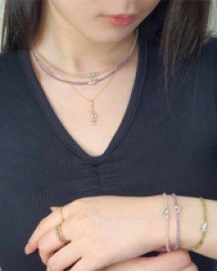 [E23SET 11] 하트 포인트 원석 목걸이&팔찌