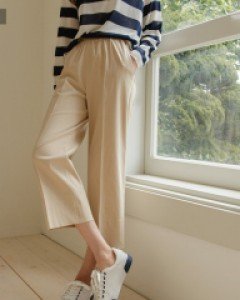 9OA0455JJ_산뜻한 8부 와이드 밴딩팬츠