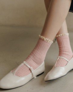 6DA26130KK_로랑스 레이스배색 양말