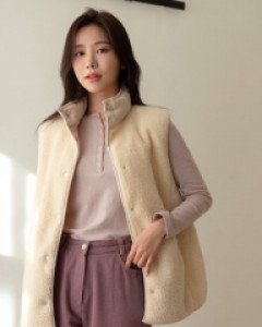 6DA26879JJ_모린 양털배색 덕다운 패딩조끼