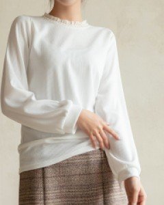 5DA26940KK_데지 이중레이스 잔골지 퍼프티