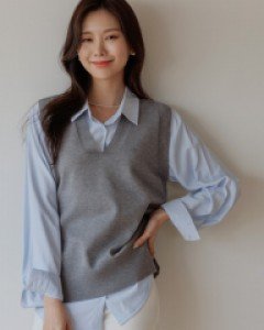 6DA27151JJ_라밍 브이넥 트임 니트조끼