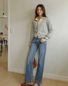 8FO0205AA_기멈 단작배색 가디건