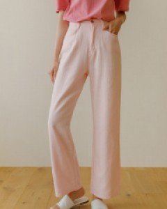 8DA28204AA_러킴 코튼린넨 뒷밴딩 일자팬츠