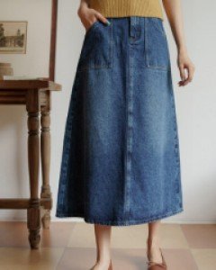 8DA28679AA_토럼 사각포켓 A라인 데님스커트