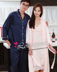 [러브어필-부부의세계 드라마협찬]여자라서행복해요 고품격 레이스 드레스가운+남자상하 커플잠옷(1556GD,M1058)빅사이즈