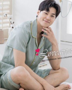 [러브어필]고급인견 스트라이프 반팔 남자 상하잠옷(M9497)신혼여행 결혼웨딩선물 여름용