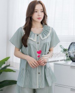 [러브어필]고급인견 스트라이프 캐주얼 반팔 상하 여자잠옷(WC9497)신혼여행 결혼웨딩선물 여름용