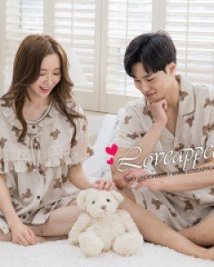 [러브어필]순면 60수 주자면 베어캐릭터 캐주얼 반팔 상하 커플잠옷(WC9503,M9503)신혼여행 결혼웨딩선물 여름용