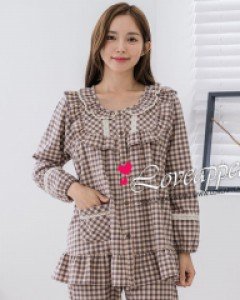 [러브어필] 국산 건강에 좋고 따뜻한 순면 압축기모 럭셔리 캐주얼 여자잠옷(WC9515)고급원단 수면잠옷 겨울용